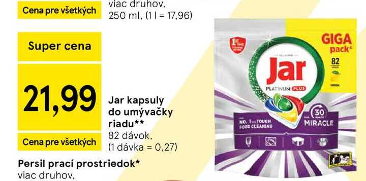 Jar kapsuly do umývačky riadu 82 ks