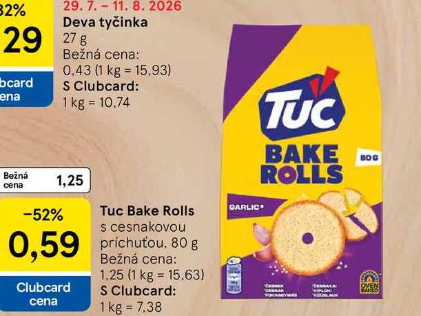 Tuc Bake Rolls s cesnakovou príchuťou, 80 g