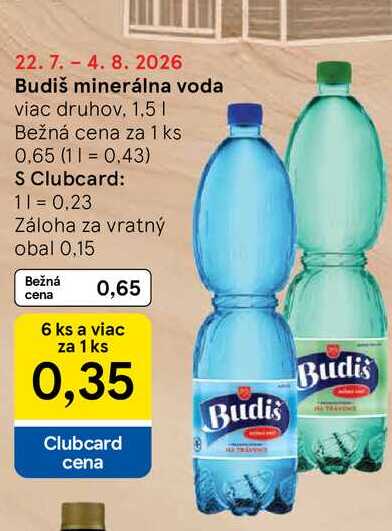 Budiš minerálna voda viac druhov 1,5l