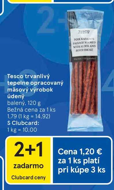 Tesco trvanlivý tepelne opracovaný mäsový výrobok údený balený, 120 g