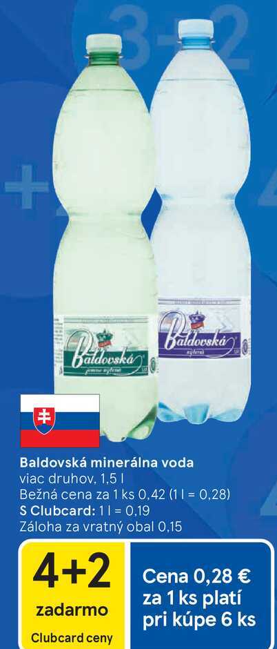 Baldovská minerálna voda viac druhov 1,5 l