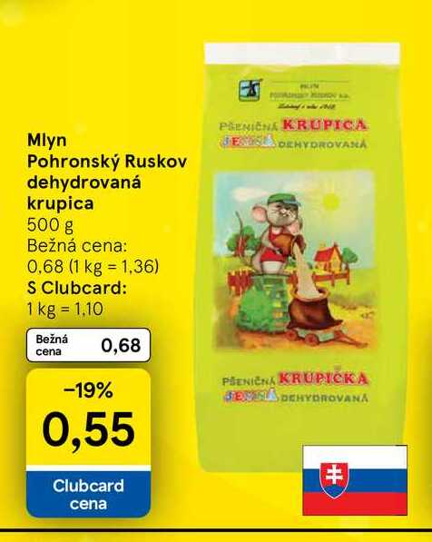 Mlyn Pohronský Ruskov dehydrovaná krupica 500 g 