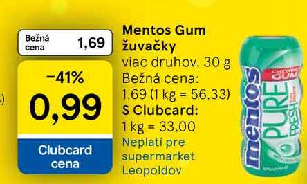 Mentos Gum žuvačky 30 g