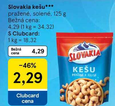 Slovakia kešu pražené, solené, 125 g 