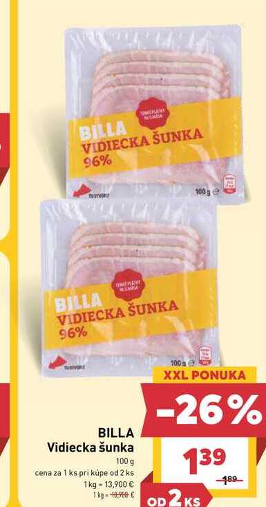 BILLA Vidiecka šunka 100 g
