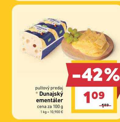Dunajský ementáler cena za 100 g