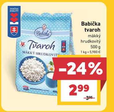 Babička tvaroh mäkký hrudkovitý 500 g 