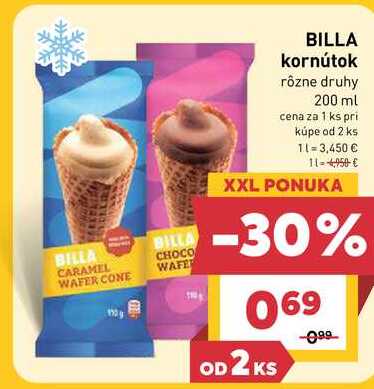 BILLA kornútok rôzne druhy 200 ml