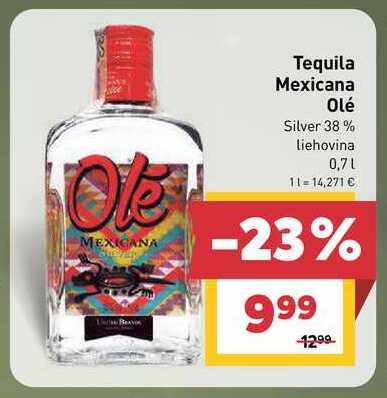 Tequila Mexicana Olé Silver 38% liehovina 0,7l