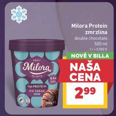 Milora Protein zmrzlina double chocolate 500 ml