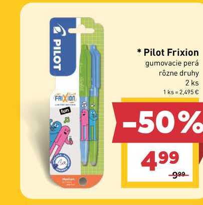 Pilot Frixion gumovacie perá rôzne druhy 2 ks