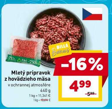Mletý prípravok z hovädzieho mäsa v ochrannej atmosfére 440 g