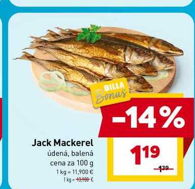 Jack Mackerel údená, balená cena za 100 g
