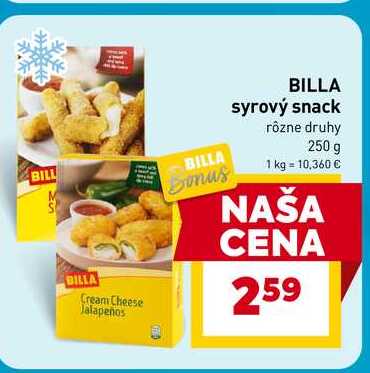 BILLA syrový snack rôzne druhy 250 g