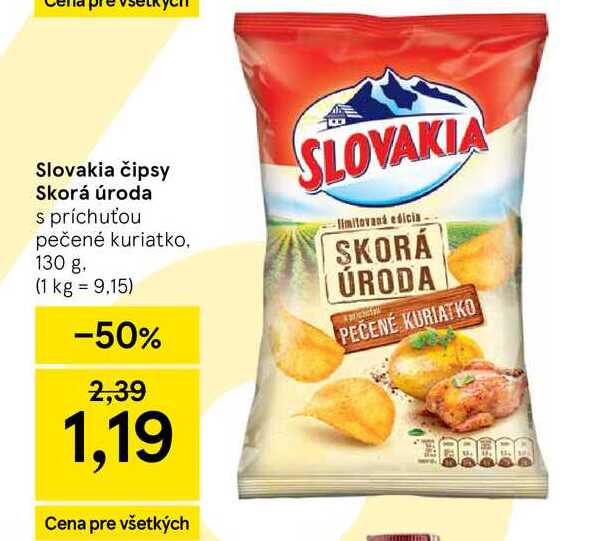 Slovakia čipsy Skorá úroda s príchuťou pečené kuriatko 130 g