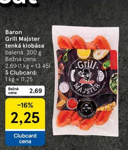 Baron Grill Majster tenká klobása balená, 200 g