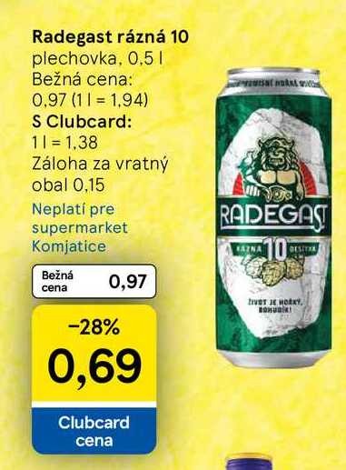 Radegast rázná 10 plechovka, 0,5l