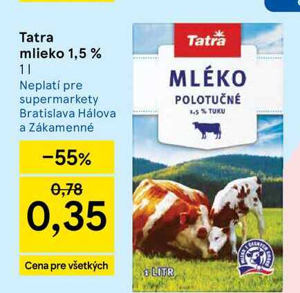 Tatra mlieko 1,5 % 1l