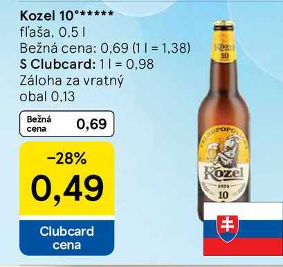 Kozel 10° fľaša 0,5L