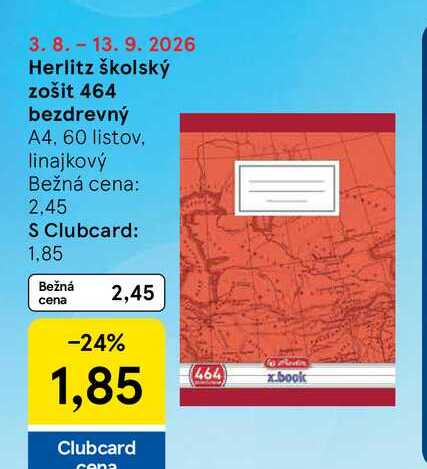 Herlitz školský zošit 464 bezdrevný A4, 60 listov, linajkový 