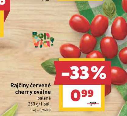 Bon Rajčiny červené cherry oválne balené 250 g/1 bal.