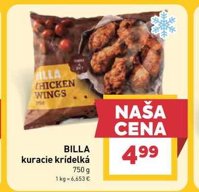 BILLA kuracie krídelká 750 g