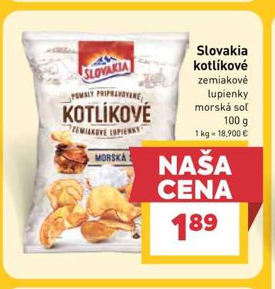 Slovakia kotlíkové zemiakové lupienky morská soľ 100 g