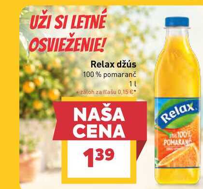 Relax džús 100% pomaranč 1l