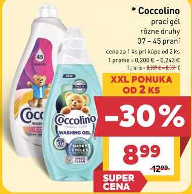 Coccolino prací gél rôzne druhy 37-45 praní cena za 1 ks