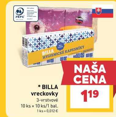 BILLA vreckovky 3-vrstvové 10 ks x 10 ks/1 bal.