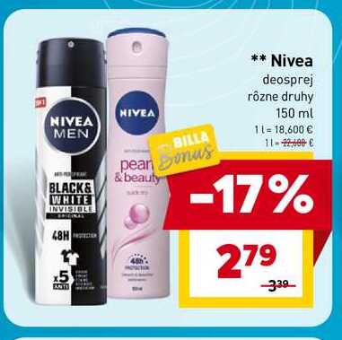 Nivea deosprej rôzne druhy 150 ml