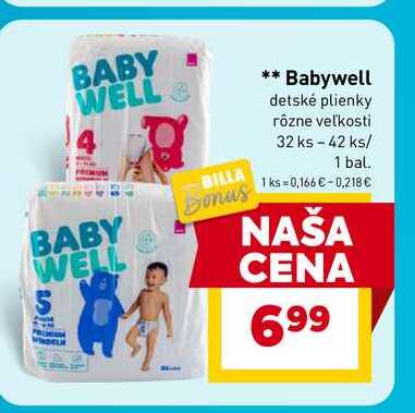 Babywell detské plienky rôzne veľkosti 32 ks - 42 ks
