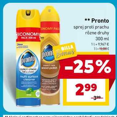 Pronto sprej proti prachu rôzne druhy 300 ml