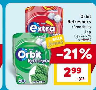 Orbit Refreshers rôzne druhy 67 g