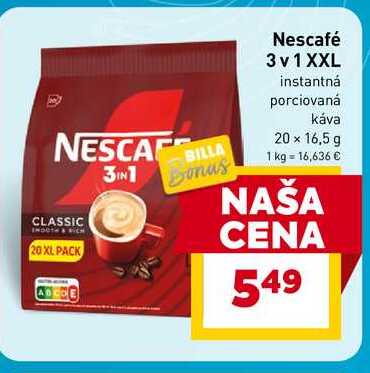 Nescafé 3 v 1 XXL instantná porciovaná káva 20 x 16,5 g