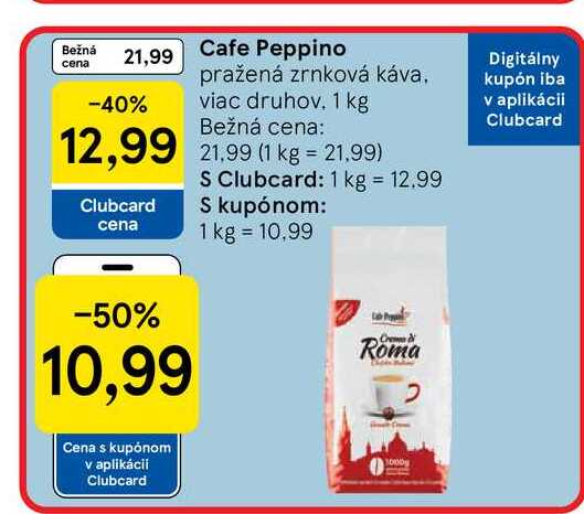 Cafe Peppino pražená zrnková káv 1 kg