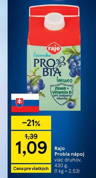 Rajo Probia nápoj viac druhov, 430 g