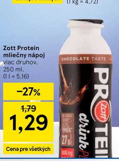 Zott Protein mliečny nápoj viac druhov, 250 ml