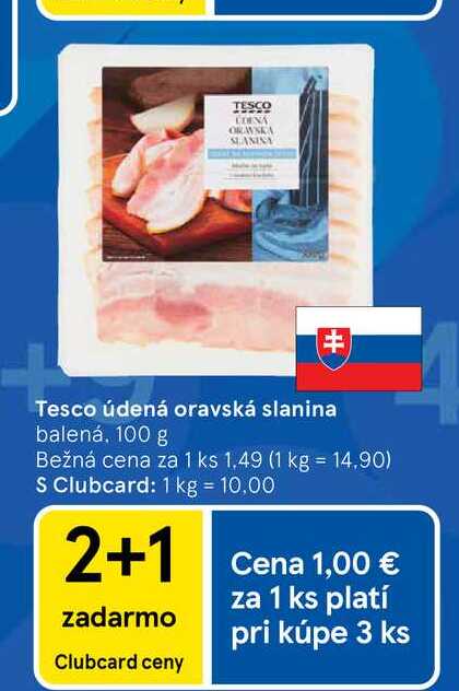 Tesco údená oravská slanina balená, 100 g
