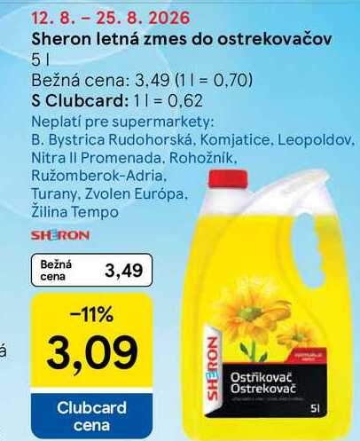 Sheron letná zmes do ostrekovačov 5l