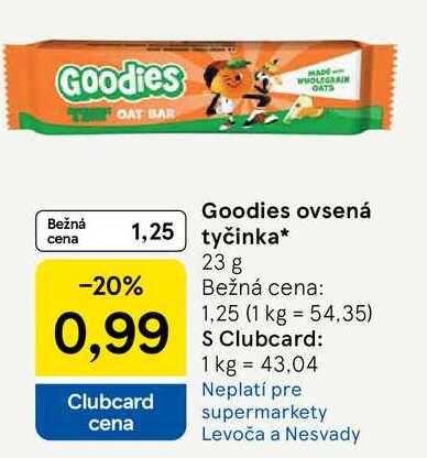 Goodies ovsená tyčinka 23 g