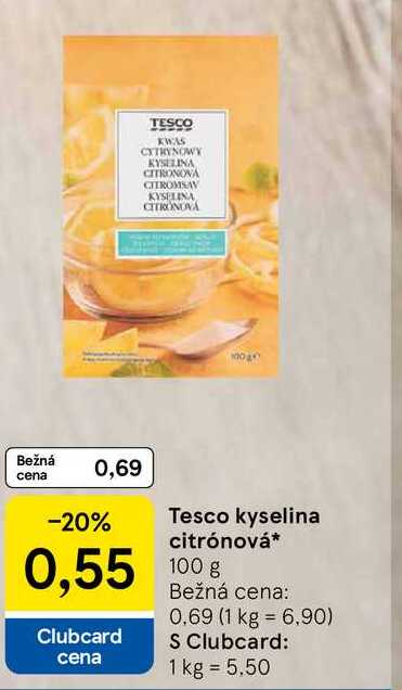 Tesco kyselina citrónová 100 g