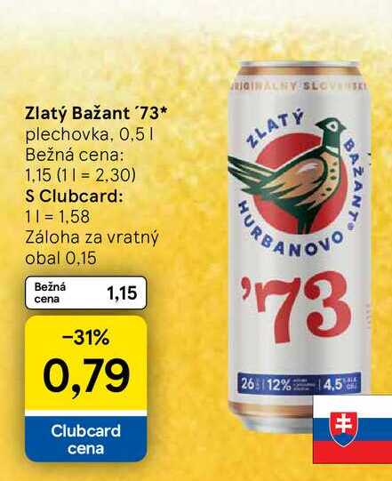 Zlatý Bažant '73* plechovka, 0.5l