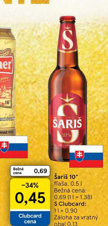 Šariš 10° fľaša, 0,5l