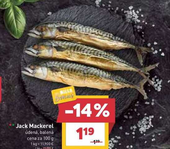 Jack Mackerel údená, balená cena za 100 g