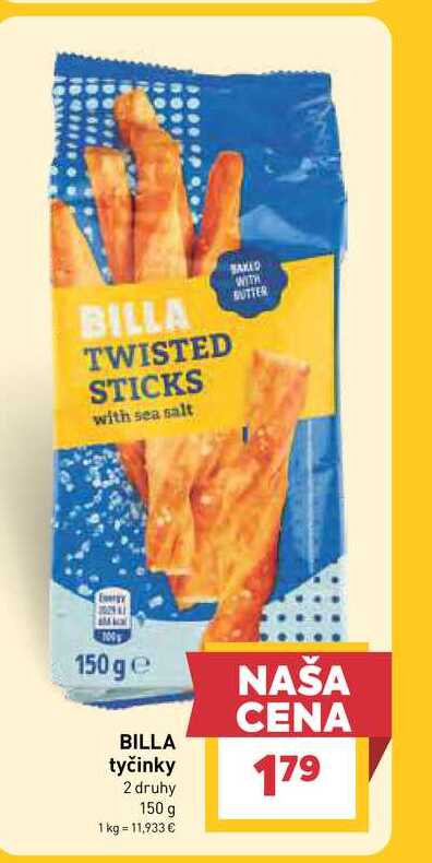 BILLA tyčinky 2 druhy 150 g