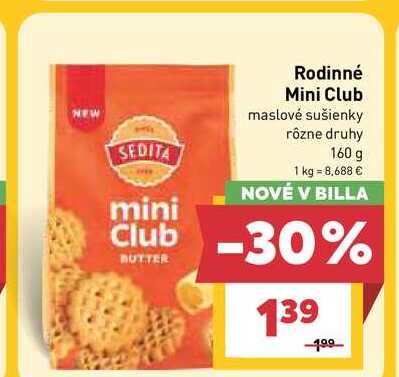 Rodinné Mini Club maslové sušienky rôzne druhy 160 g