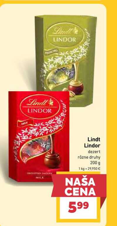 Lindt Lindor dezert rôzne druhy 200 g