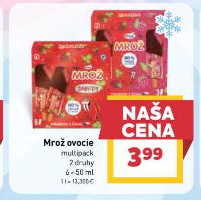Mrož ovocie multipack 2 druhy 6 × 50 ml
