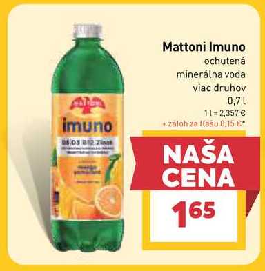 Mattoni Imuno ochutená minerálna voda viac druhov 0,7l